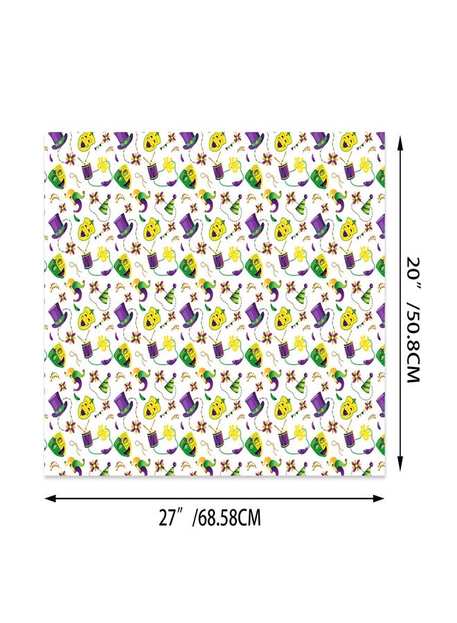 DodelyGz 12Pcs Mardi Gras Premium Kraft Gift Wrap Paper,New Orleans Carnival Pattern Wrapping Paper for Mardi Gras DIY Gift Packing Birthday Party Favor, 20 x 27 Inch - Image 3